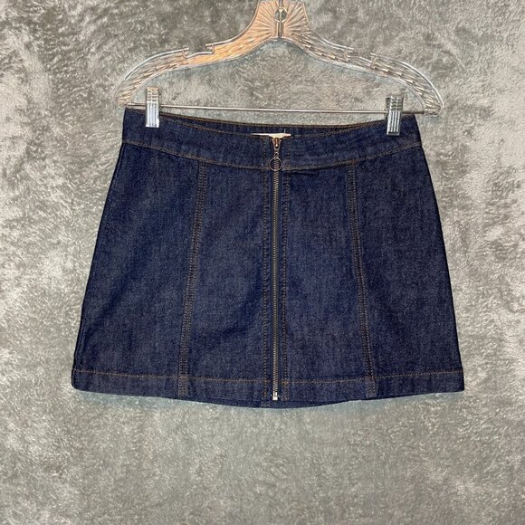 Altard State Women Y2K Bratz Dark Wash Zip Front A Line Mini Denim Skirt XS - Picture 1 of 10